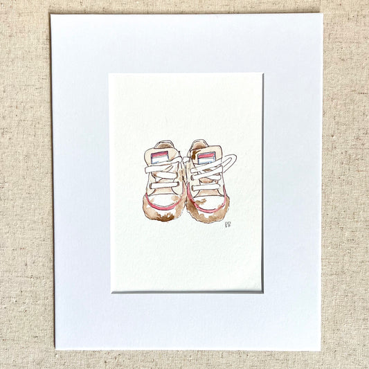 “Childhood” Watercolor Muddy Toddler Tennis Shoes Original Painting