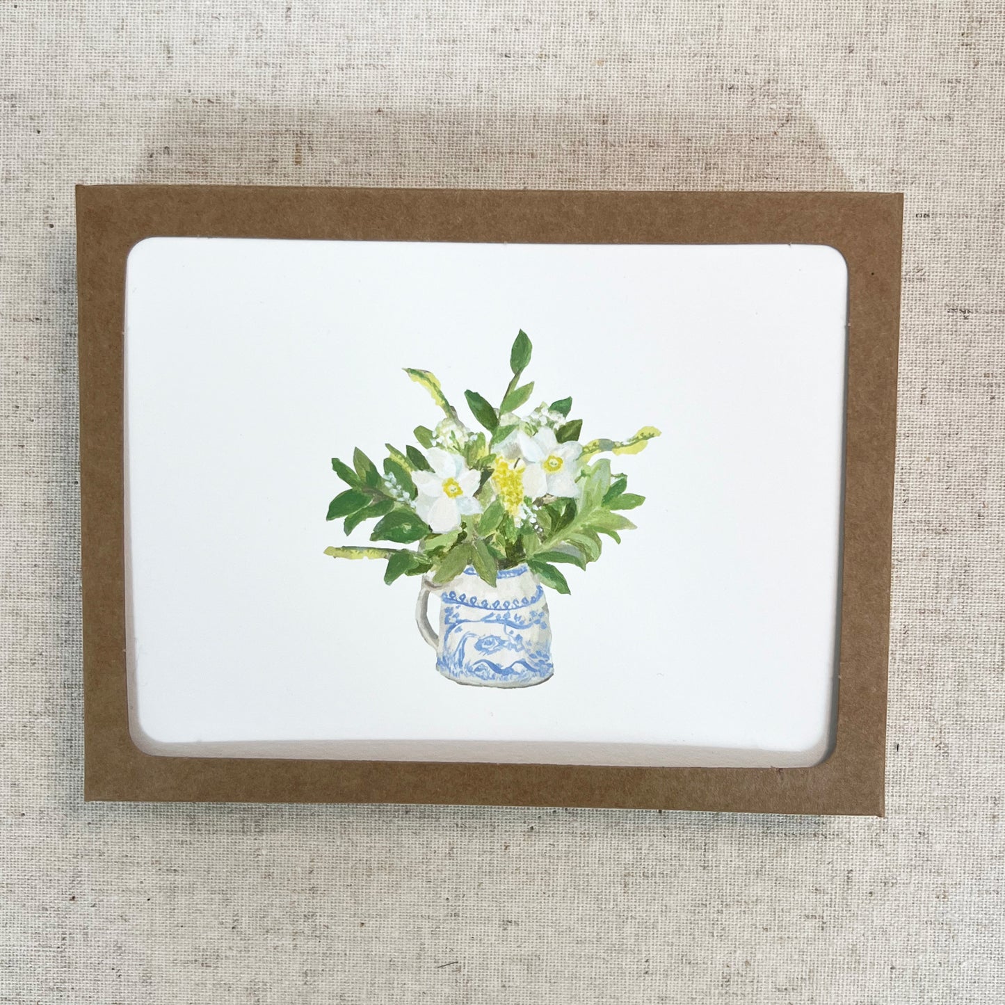 White Cosmos in Blue and White Vase Folded Card Stationery | Set of 8