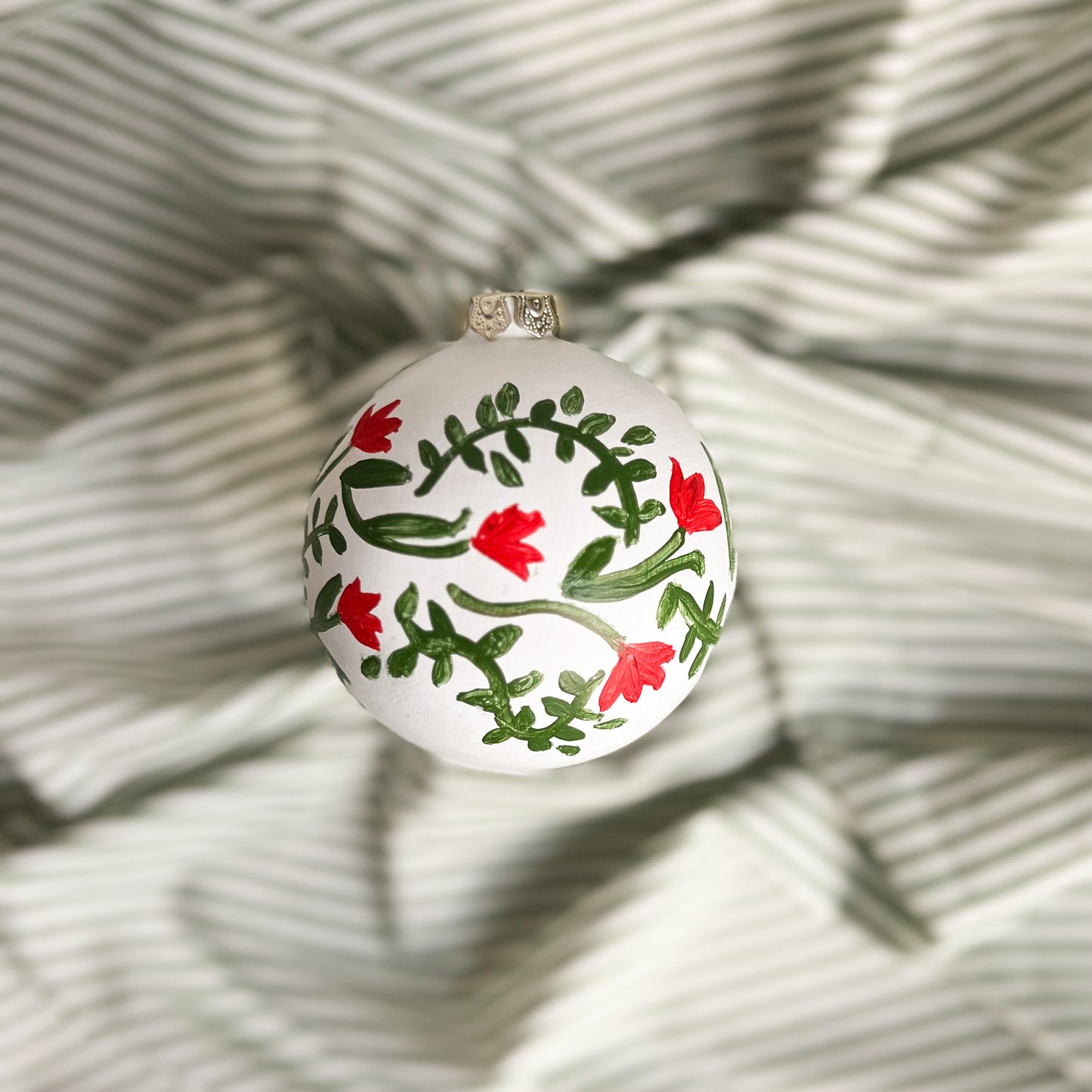 Red Tulips with Greenery Ornament - The Holland Ornament Collection