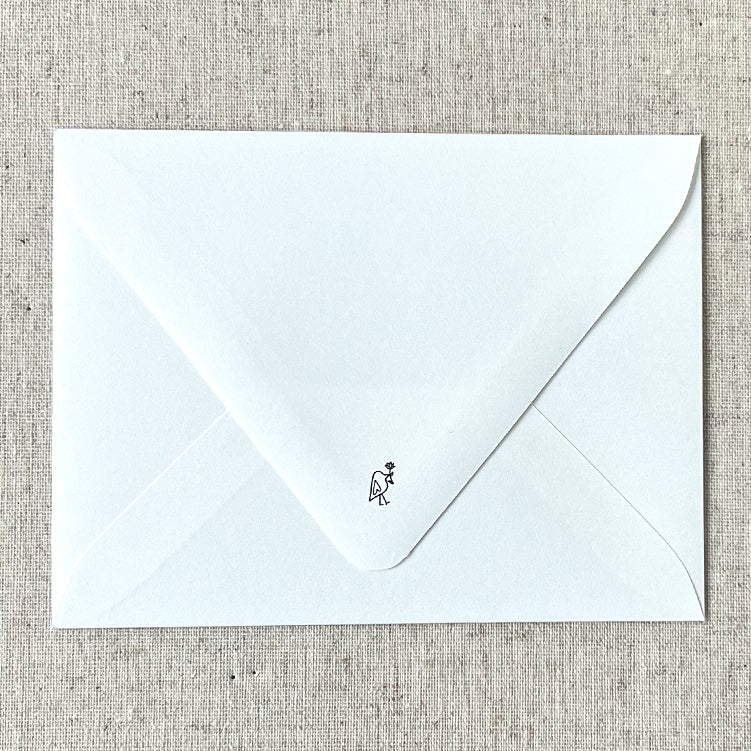 Back of envelope with bird logo