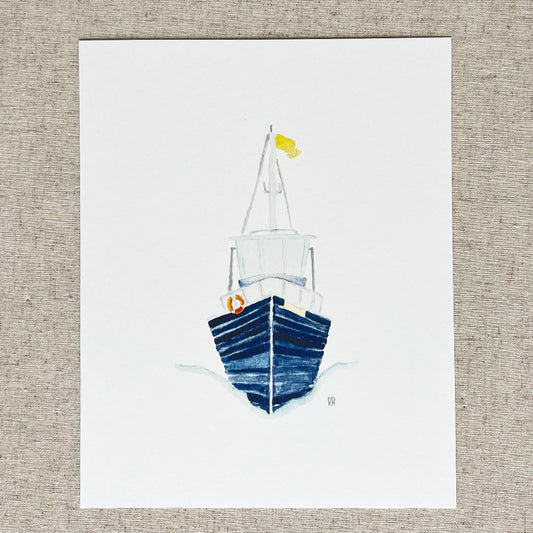 Watercolored 8x10 boat print