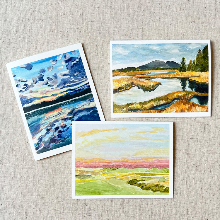 Lake Sunsets Folded Card Stationery | Set of 8