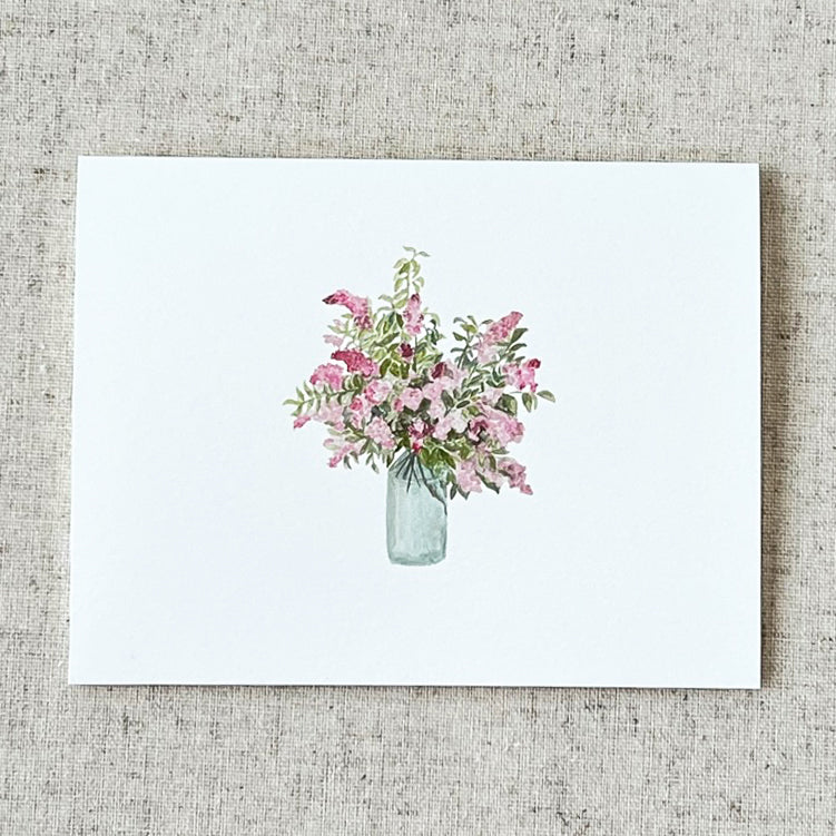 Vase of Pink Lilacs Folded Card Stationery | Set of 8